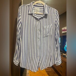 Rails Navy and White Striped Button Down Shirt